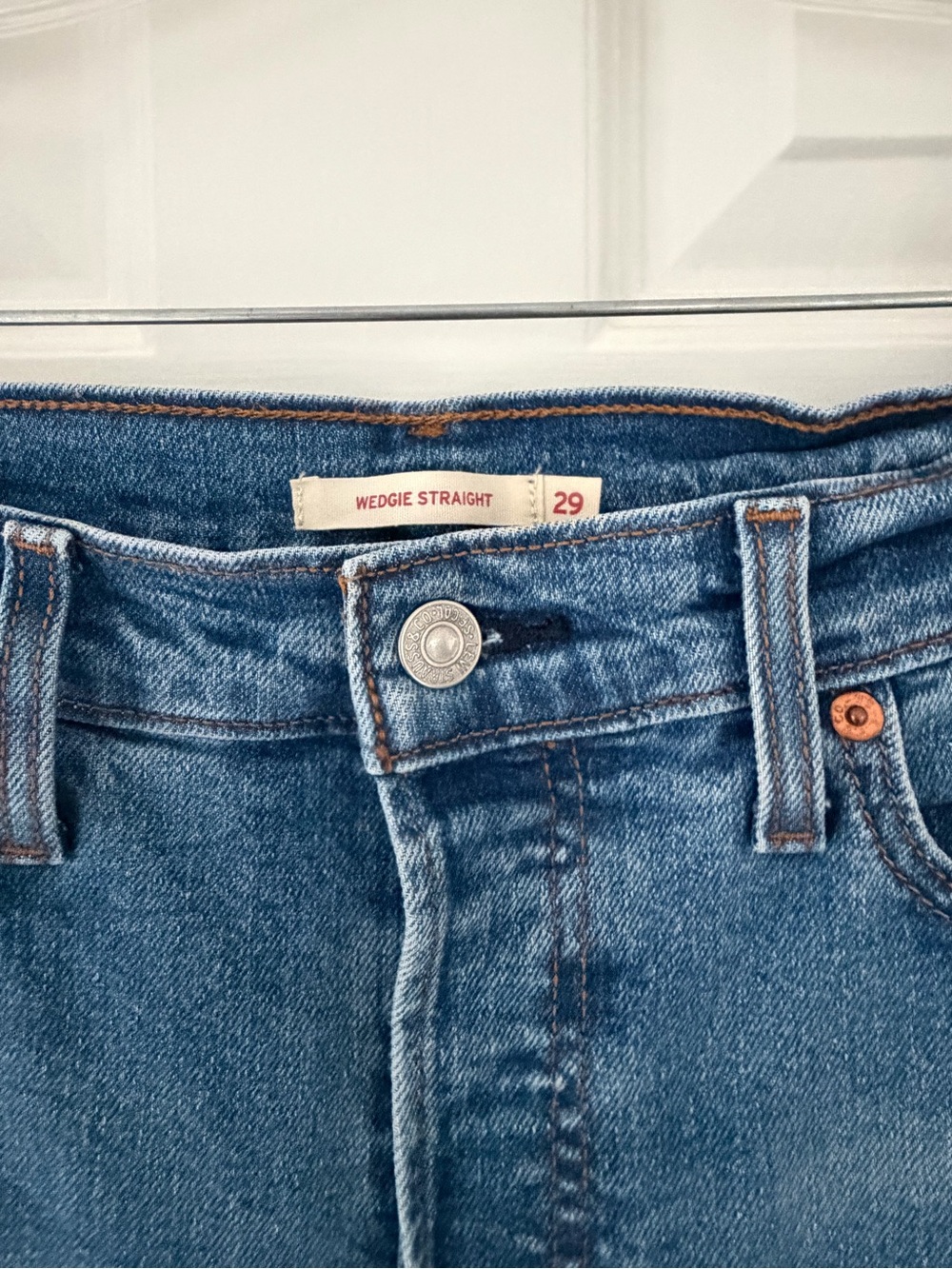 Levi Strauss Wedgie Straight High-Rise Straight Leg Jeans in Medium Blue